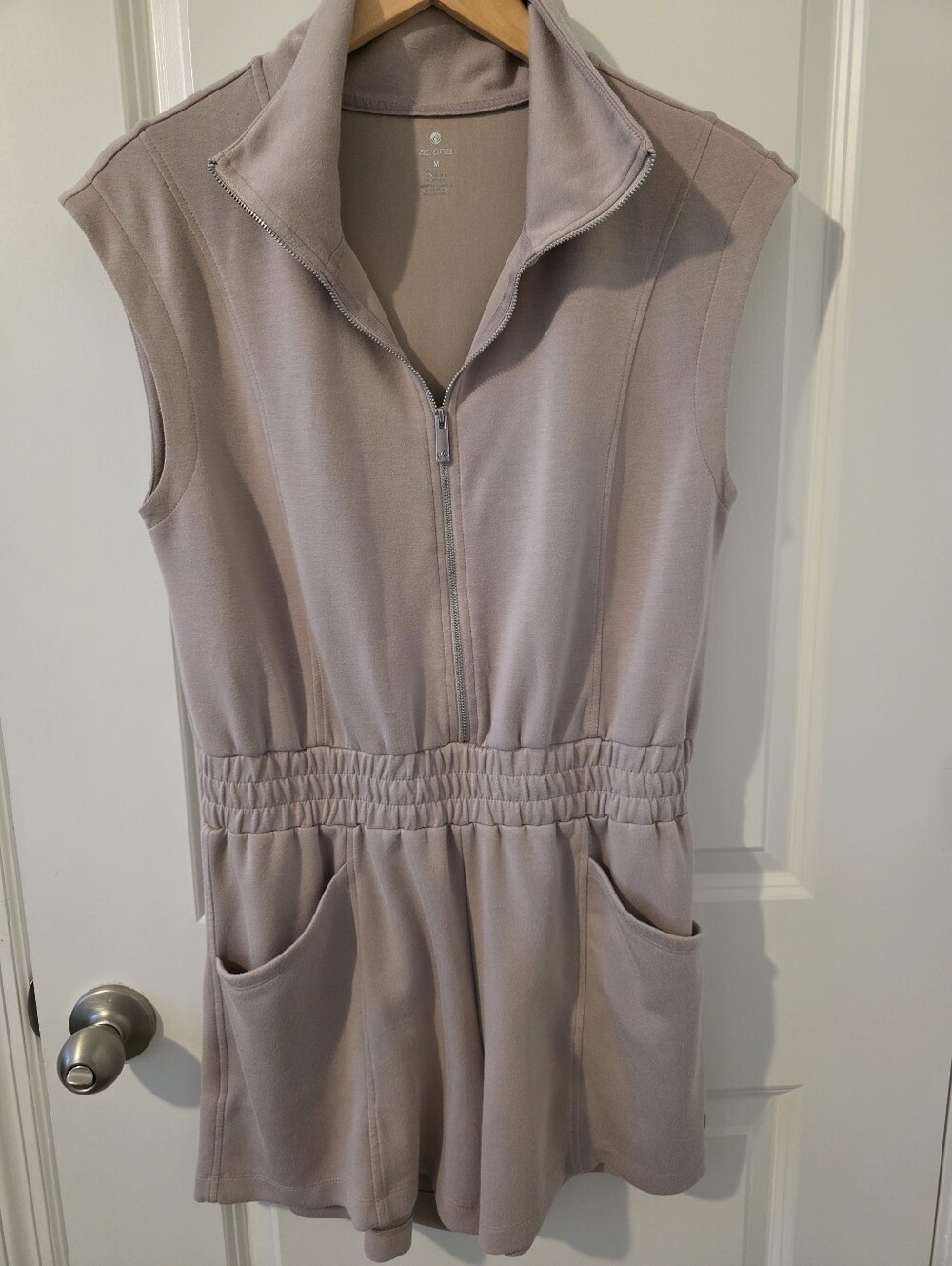 Apana Sleeveless Zip Front Romper in Soft Mauve